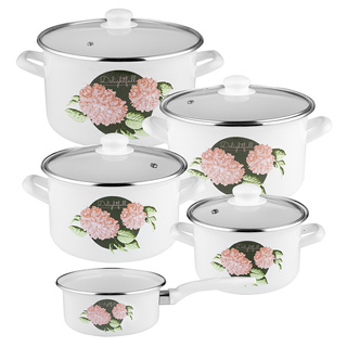 Zestaw garnków emaliowanych na indukcję i gaz Emalia Polska Pleszew Hortensja