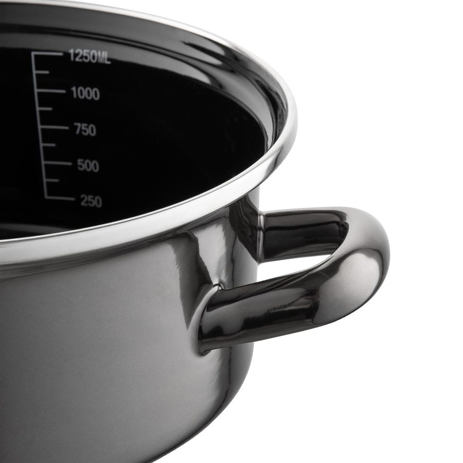 Garnek niski emaliowany Emalia Polska Pleszew Metalico 16 cm 1,4 l