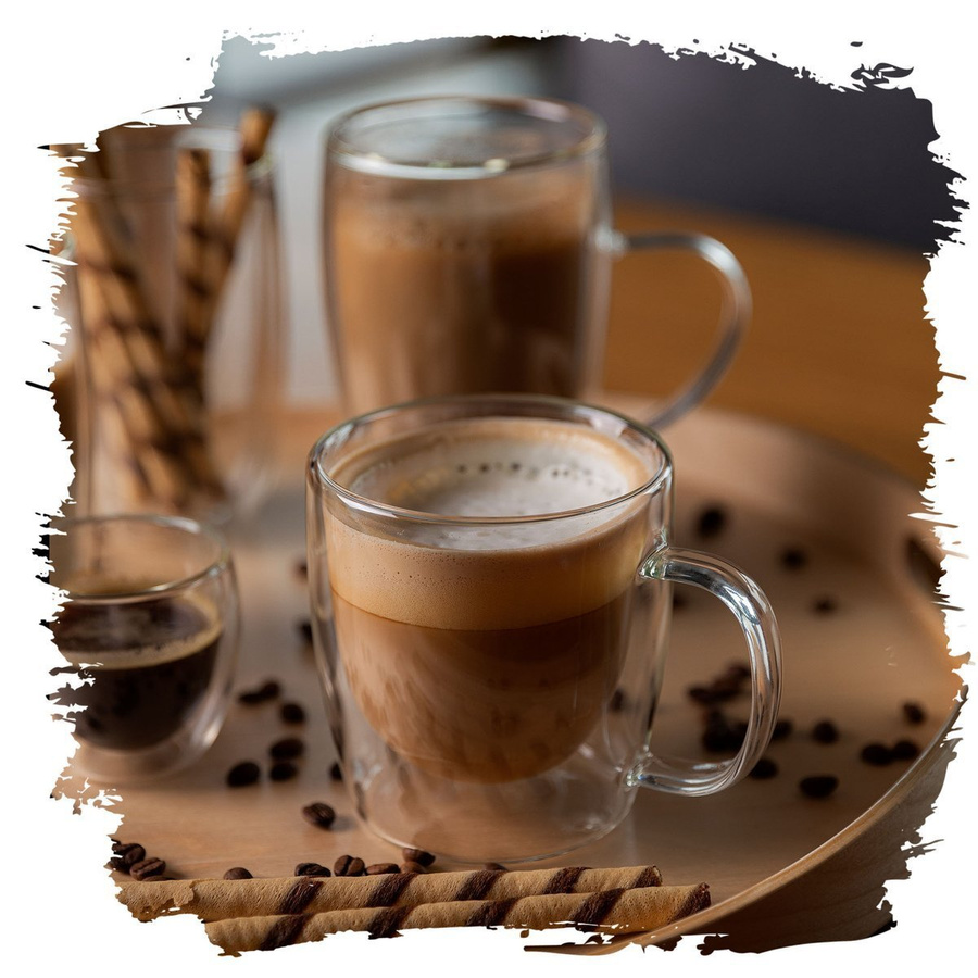 Zestaw 6 sztuk Szklanki termiczne z uchem double wall Florina Malachit 400 ml