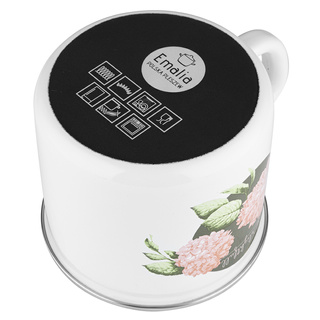 Kubek emaliowany na indukcję Emalia Polska Pleszew Hortensja 12 cm 1,2 l