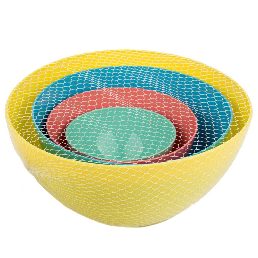 Komplet 4 kolorowych plastikowych misek Praktyczna 500ml; 1,3 l; 3 l; 5,2 l