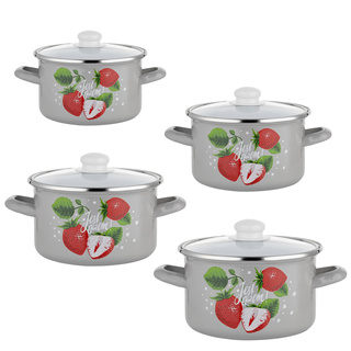 Zestaw garnków emaliowanych Emalia Polska Pleszew Dżem 16 cm; 18 cm; 20 cm; 22 cm | 2,1 l; 3 l; 4,1 l; 5,3 l