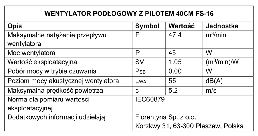 Wentylator podłogowy z pilotem Botti Electronic Lavante 40 cm 45 W