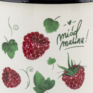 Garnek emaliowany Emalia Polska Pleszew Malina 22 cm 6 l kremowy