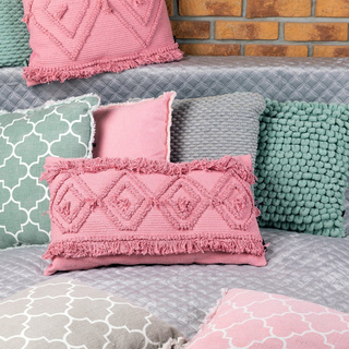 Poduszka Unique Living frędzle 45 x 45 cm różowa Miss Lucy