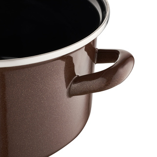 Garnek emaliowany na gaz i indukcję Emalia Polska Pleszew Marigold z pokrywką brązowy 18 cm 2,6 l 