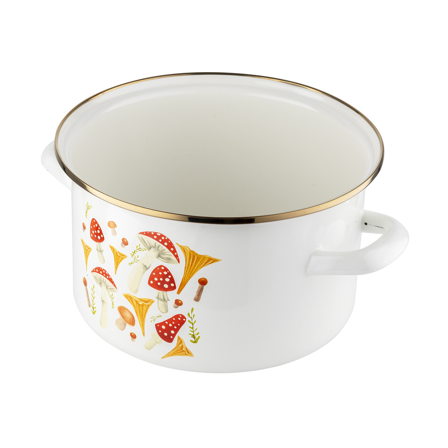 Garnek emaliowany Emalia Polska Pleszew Grzybki 22 cm 4,8 l