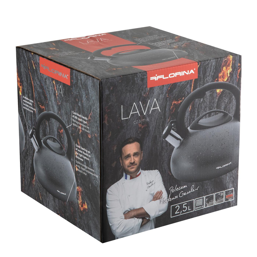 Czajnik nierdzewny na indukcję i gaz Florina Lava 2,5 l szary