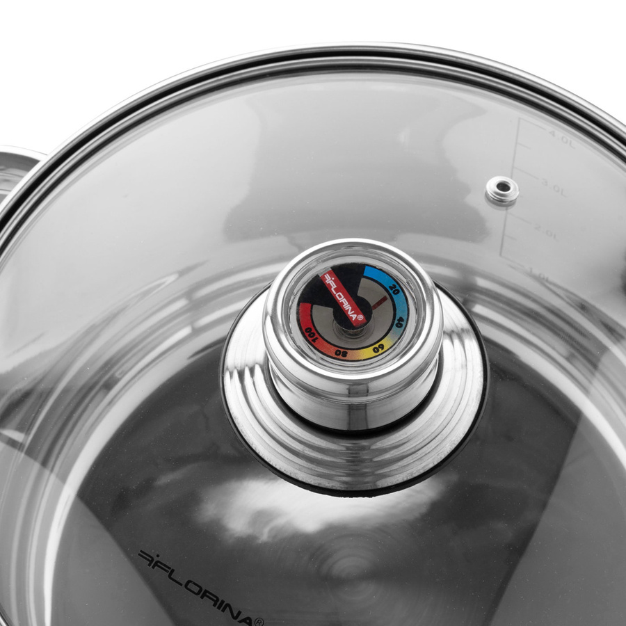 Komplet garnków ze stali nierdzewnej Florina z termometrem Pablo 8 elementów