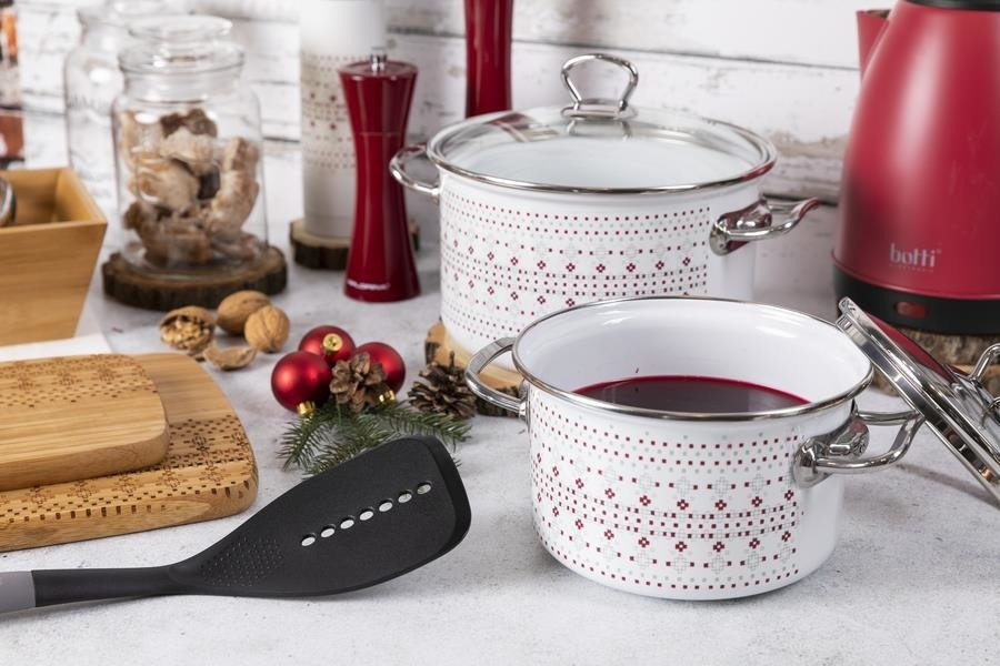 Garnek emaliowany Emalia Polska Pleszew Merry biały 22 cm 5,5 l