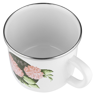 Kubek emaliowany na indukcję Emalia Polska Pleszew Hortensja 12 cm 1,2 l