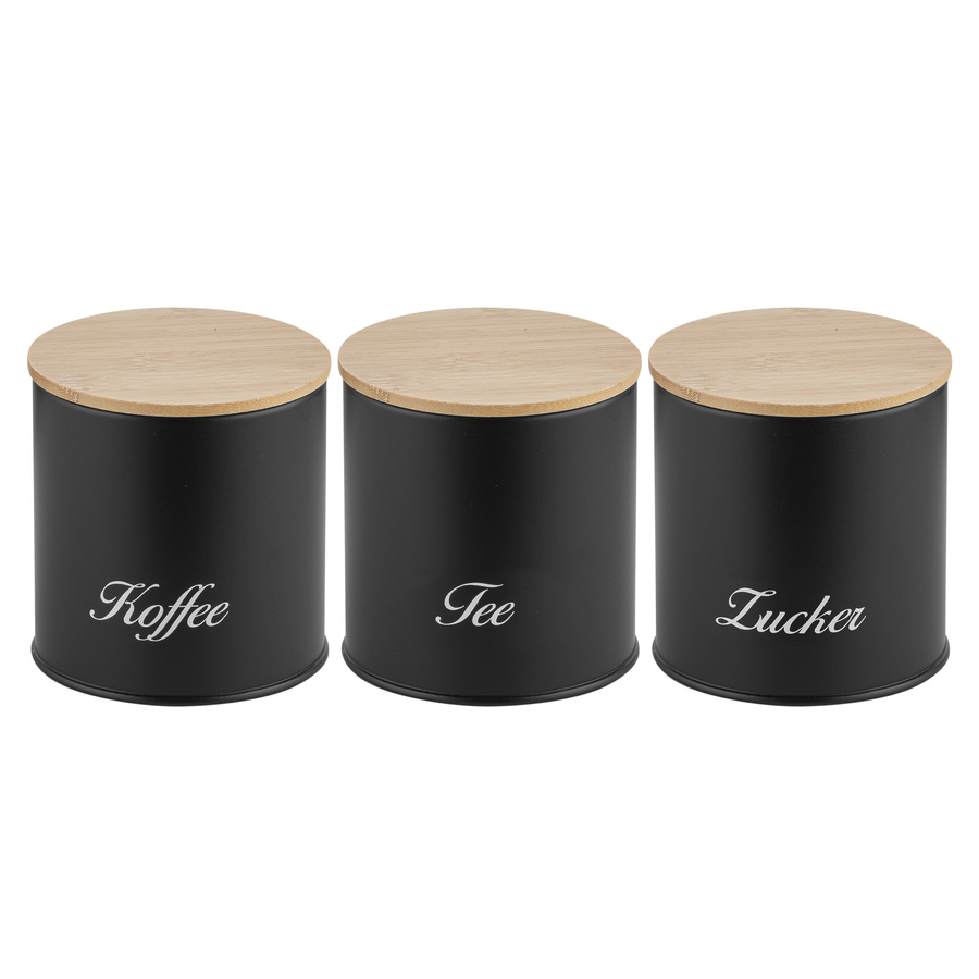 Zestaw kuchenny chlebak i 3 pojemniki na kawę herbatę cukier Florina Elegant czarny