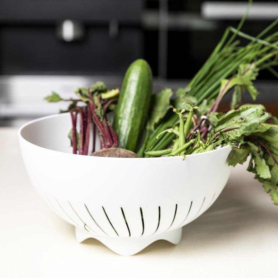 Cedzak durszlak plastikowy Praktyczna 24 cm jasnoszary