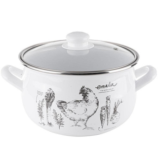 Garnek emaliowany z pokrywką Emalia Polska Pleszew Gallina 20 cm 4,2 l