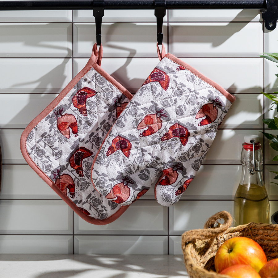 Rękawica kuchenna i łapka kuchenna Miss Lucy Kurki 18x25 cm; 20x20 cm