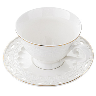 Filiżanki porcelanowe ze spodkami Sima Florina 220 ml 2 sztuki