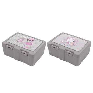 Pojemnik śniadaniowy z przegrodą Praktyczna 1 l szary; mix dekoracji