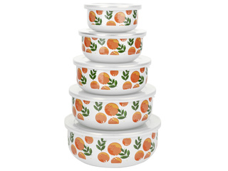 Pojemniki emaliowane z pokrywką owocki 10-18CM