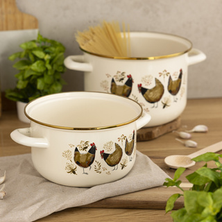Garnek emaliowany złota kurka 22 cm 6l