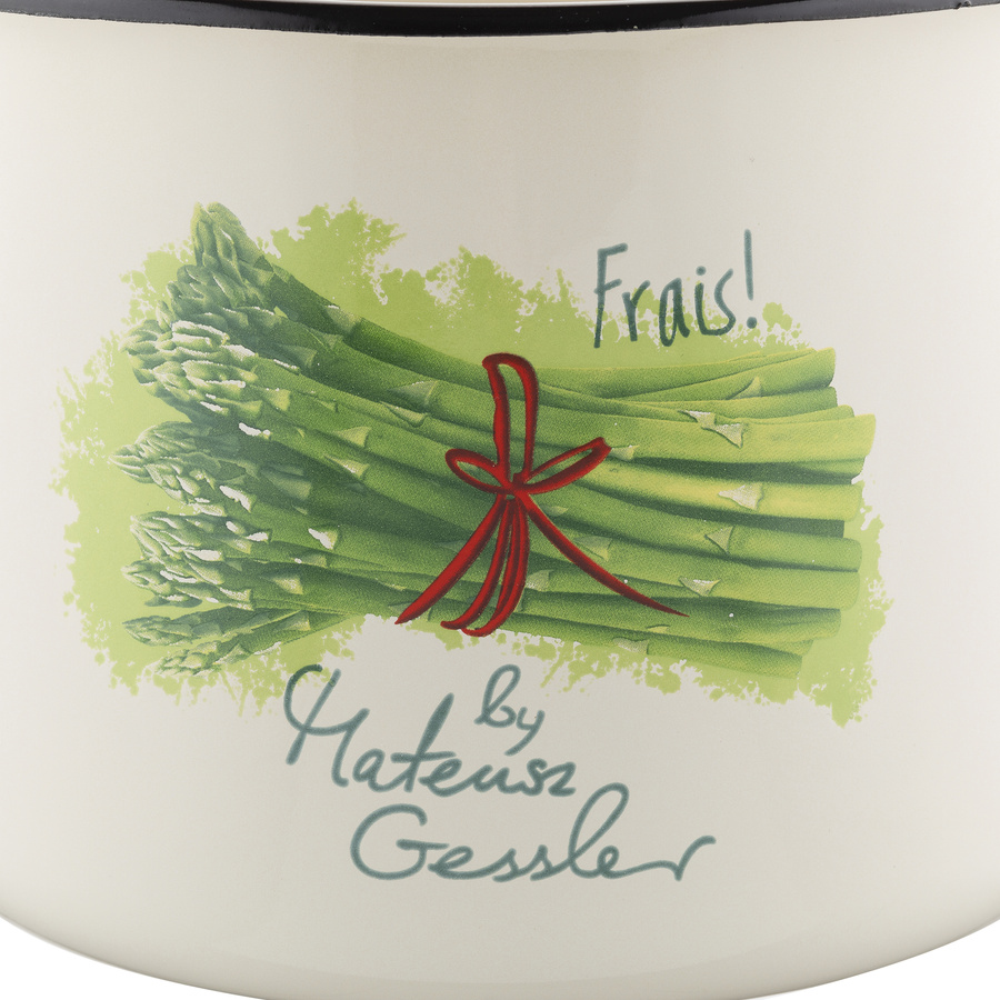 Garnek emaliowany Emalia Polska Pleszew Szparagi by Mateusz Gessler 22 cm 6,4 l