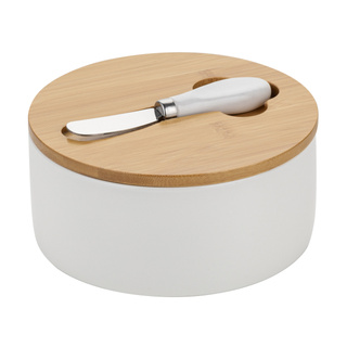 Maselnica z bambusową pokrywką i nożem Florina Adria 16x6 cm