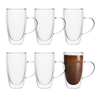 Zestaw 6 sztuk Szklanki termiczne z uchem Florina Malachit 570 ml