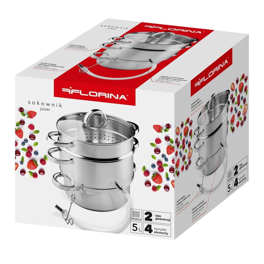 Sokownik Florina Midi 5 l indukcja + 2 Dzbanki Bormioli Rocco Bistrot 1 l