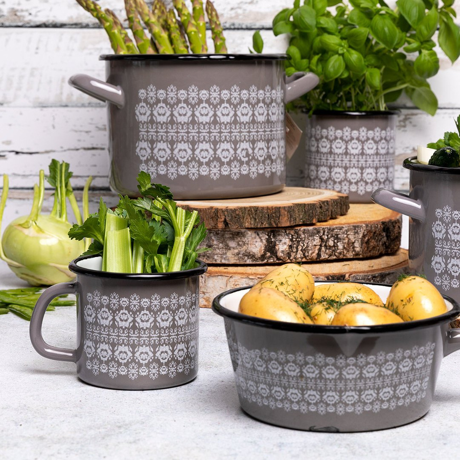 Garnek emaliowany prosty Emalia Polska Pleszew Scandi 16 cm 2,2 l