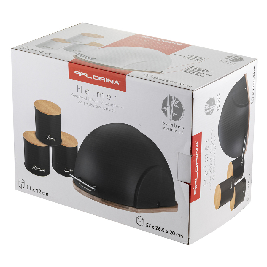 Zestaw kuchenny chlebak i 3 pojemniki na artykuły sypkie Florina Helmet biały