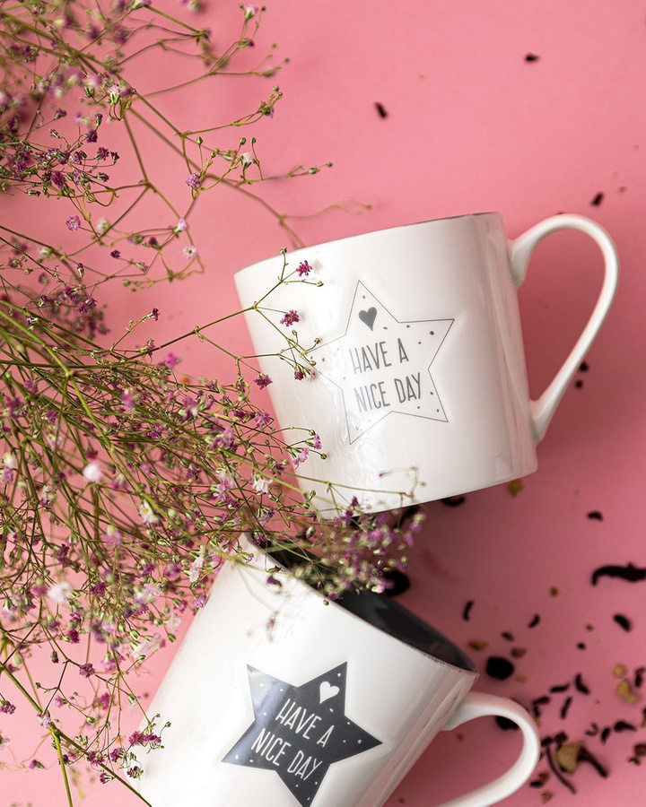 Kubek ceramiczny do kawy i herbaty Florina Grey Stars 380 ml