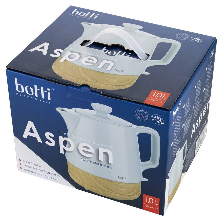 Czajnik elektryczny ceramiczny Botti Electronic Aspen 1l 1000 W