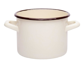 Garnek emaliowany Emalia Polska Pleszew gładki bez pokrywki 20 cm 4,7 l kremowy