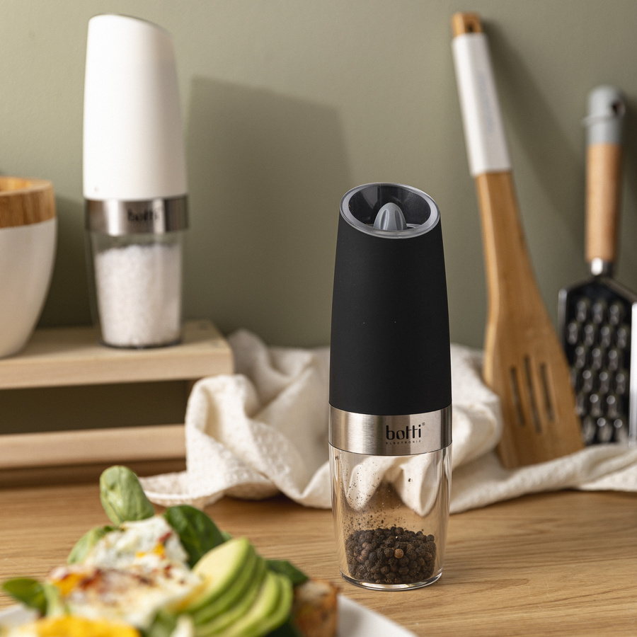 Młynek elektryczny grawitacyjny do soli i pieprzu Botti Electronic Sorento biały