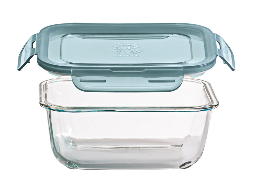 Zestaw pojemników do żywności Bormioli Rocco Frigoverre Evolution 12x12 cm; 18x14 cm; 18x18 cm; 14 cm