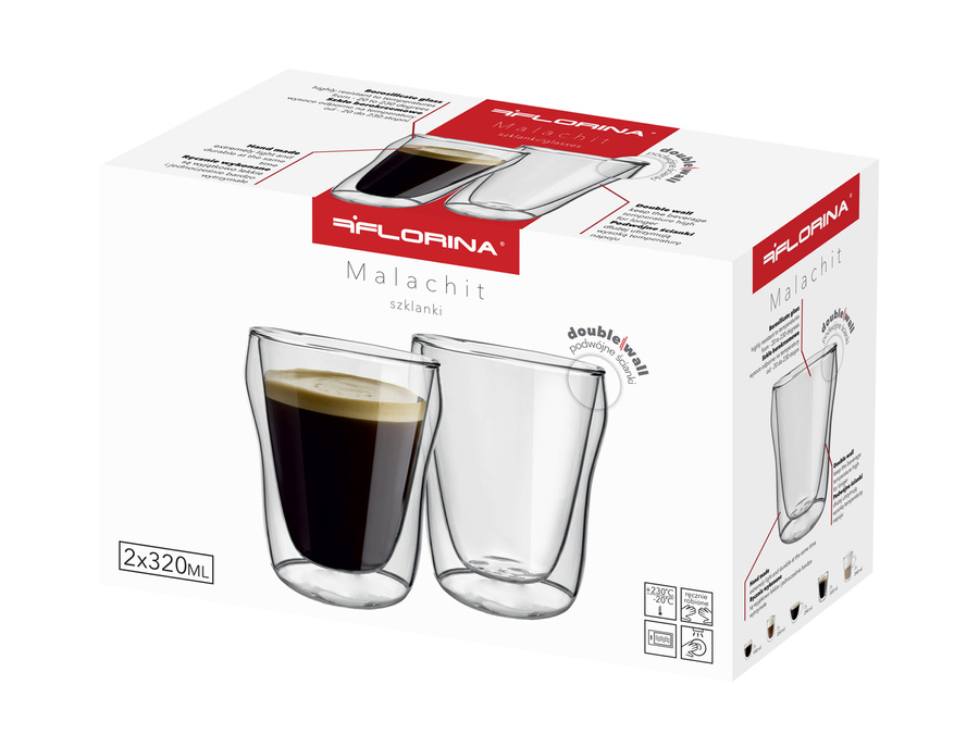 Szklanki termiczne double wall Florina Malachit 300 ml 2 sztuki