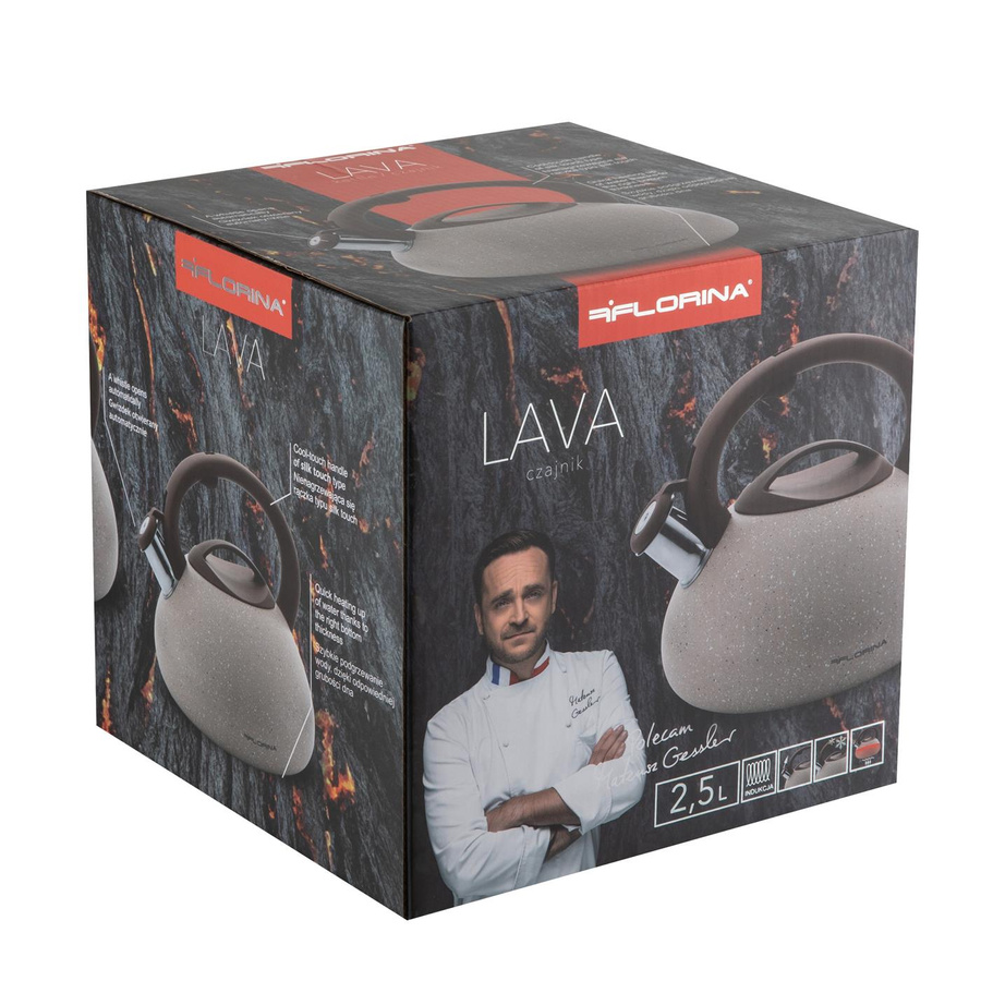 Czajnik nierdzewny na indukcję i gaz Florina Lava 2,5 l beżowy