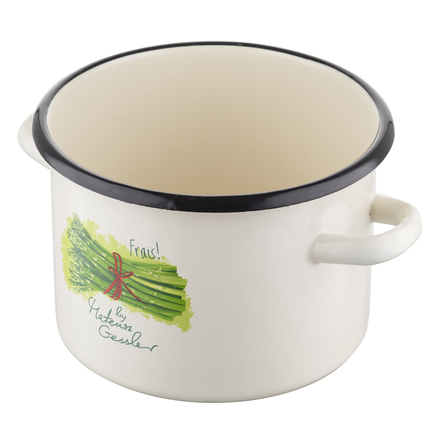 Garnek emaliowany Emalia Polska Pleszew Szparagi by Mateusz Gessler 18 cm 3,7 l