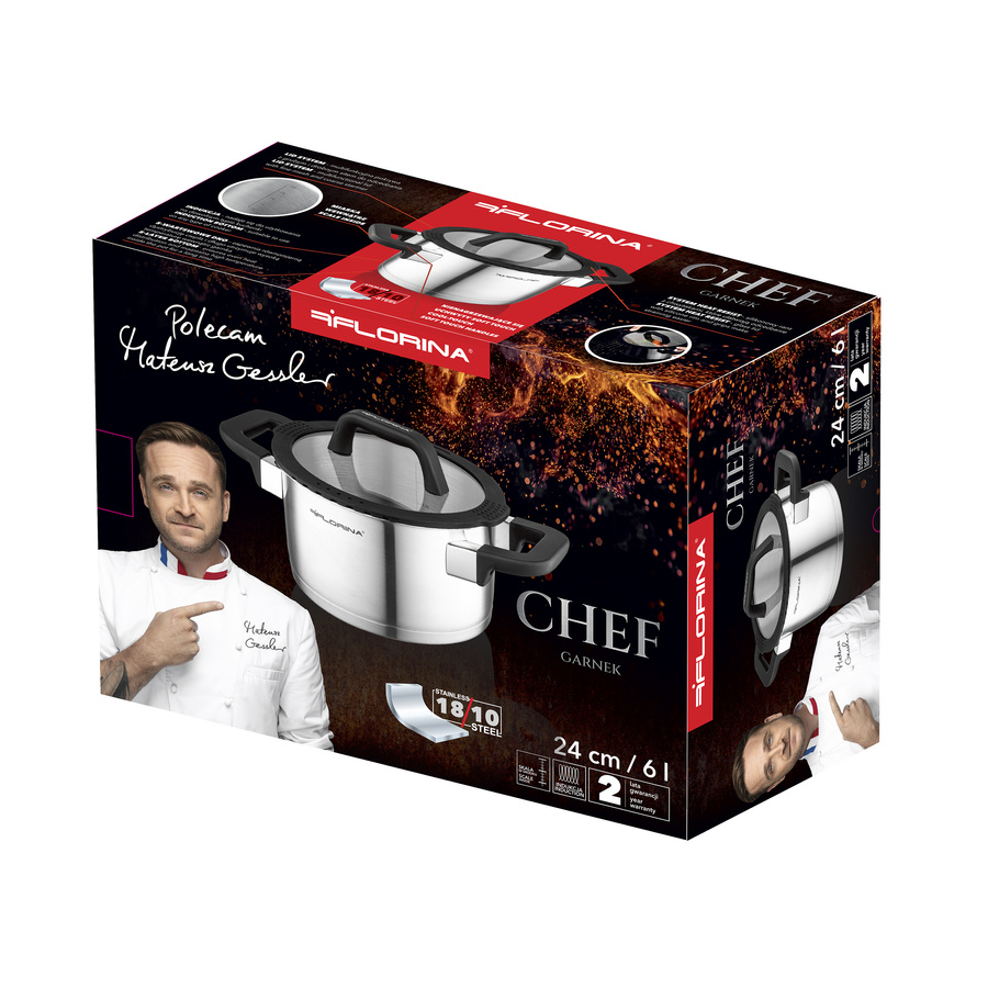 Garnek ze stali nierdzewnej Florina Chef by Mateusz Gessler 24 cm 6 l