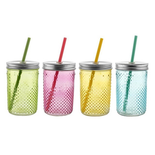 Szklanka Florina Dotty ze słomką mix 460 ml