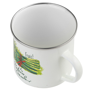 Kubek emaliowany Emalia Polska Pleszew Szparagi by Mateusz Gessler 12 cm 1,25 l