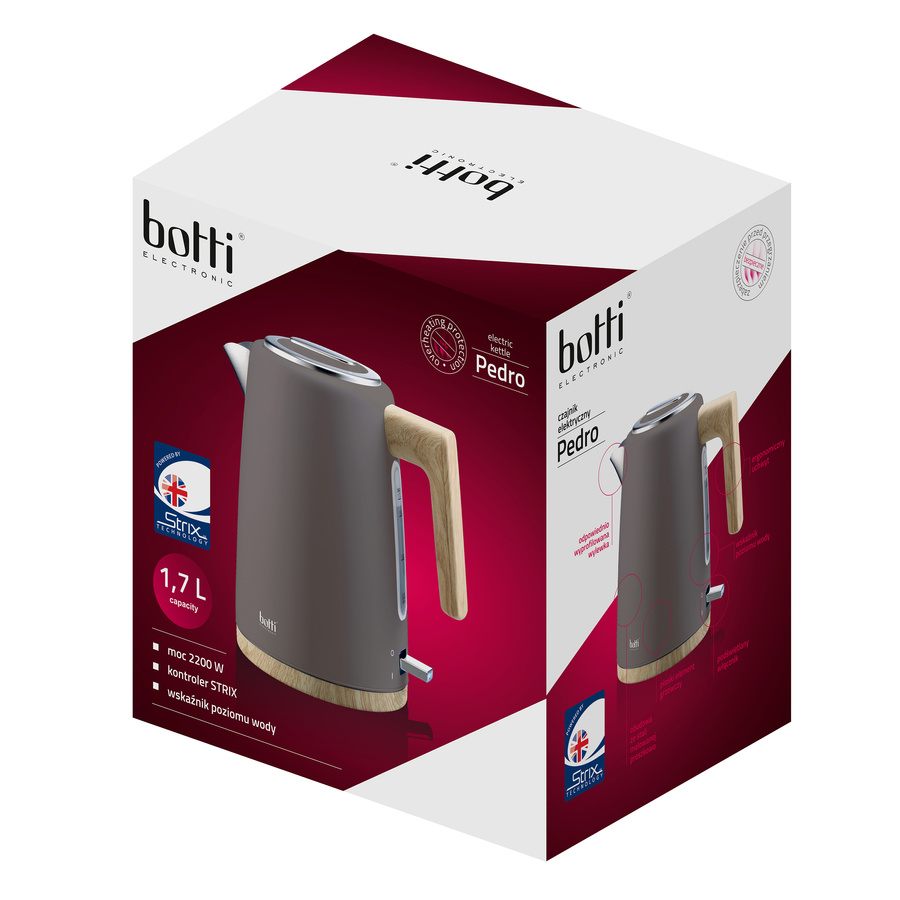 Czajnik elektryczny Botti Electronic Pedro 1,7 l szary