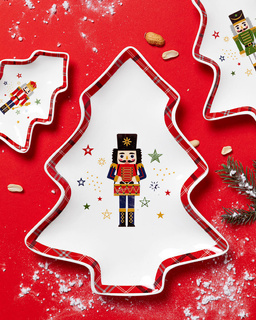 Talerz do serwowania w kształcie choinki Nutcracker Dziadek do orzechów 29x24cm