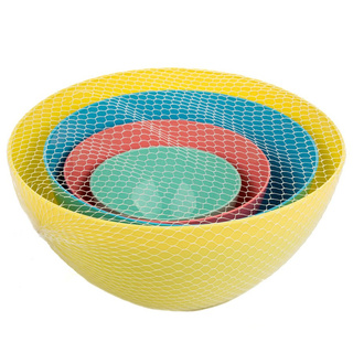 Komplet 4 kolorowych plastikowych misek Praktyczna 500ml; 1,3 l; 3 l; 5,2 l 