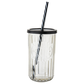 Szklanka ze słomką w prążki Florina 450 ml