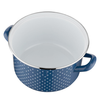 Garnek emaliowany na indukcję Emalia Polska Pleszew Retro 22 cm 5,3 l granatowy