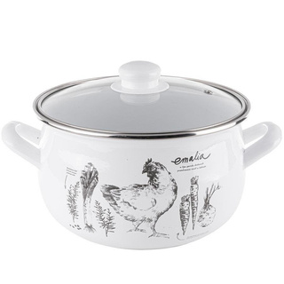 Garnek emaliowany z pokrywką Emalia Polska Pleszew Gallina 18 cm 3 l