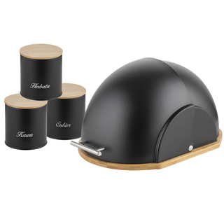 Zestaw kuchenny chlebak i 3 pojemniki na artykuły sypkie Florina Helmet czarny