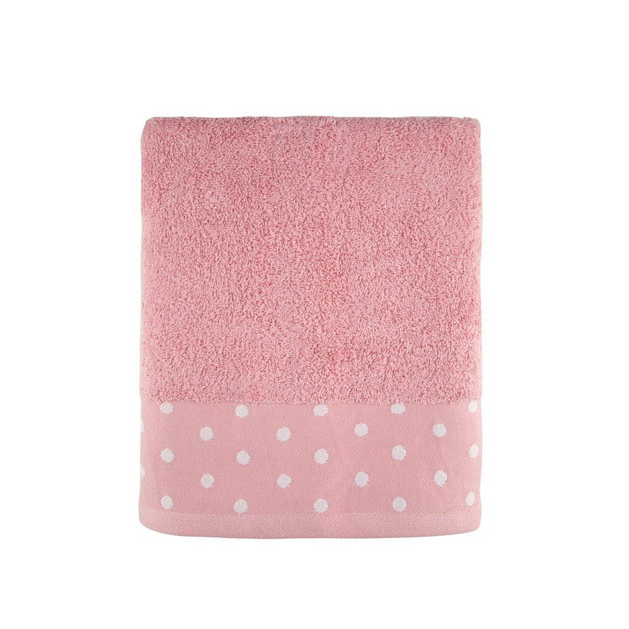 Ręcznik bawełniany Miss Lucy Kropki 50x90 cm pudrowy róż 