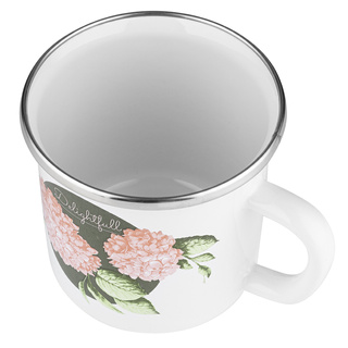 Kubek emaliowany na indukcję Emalia Polska Pleszew Hortensja 9 cm 550 ml 