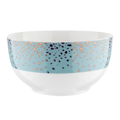 Salaterka porcelanowa pozłacana Florina Spots Blue 13 cm niebieska